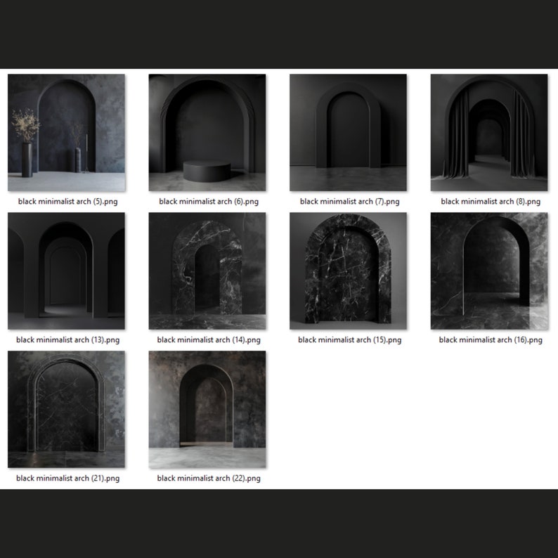 Black Minimal Arch Digital Backdrops, Photography Texture (PNG) - Etsy