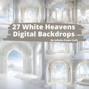 27 White Heavens Digital Backdrops, Maternity Background, Wedding Photography, White Angel Room, White Marble, Heaven