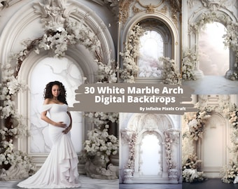 30 White Marble Arch Digital Backdrops, Maternity Background, Photoshop Overlay, Wedding Photo