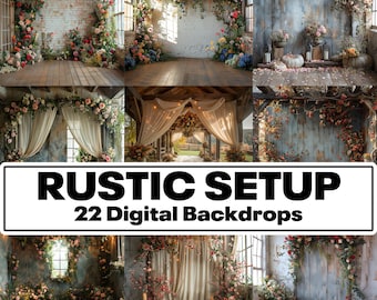 Rustic Floral Photography Backdrops, Fine Art Textures (Digital Download)