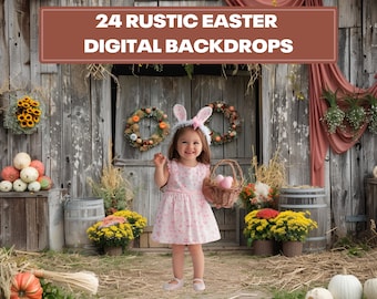 Rustic Easter Photography Backdrops, Spring Photo Overlays (Digital Download)