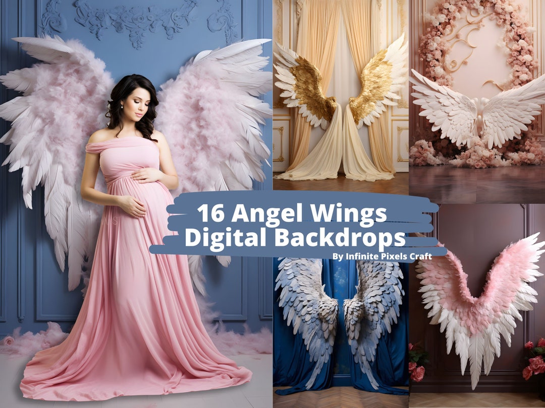 16 Angel Wings Digital Backdrops, Maternity Background, Photoshop ...