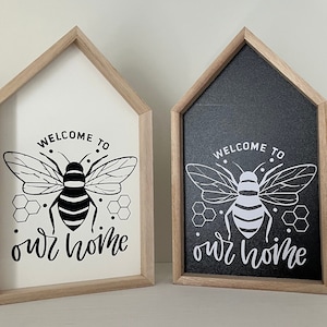 Welcome to Our Home | Home Decor | Shelf Decor | Bee Decor | Wood Signs | Small Wood Signs