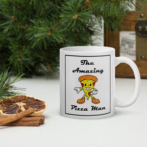 Die weiße, glänzende Tasse The Amazing Pizzaman