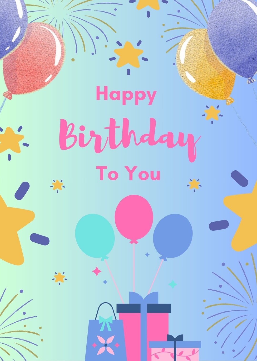 Printable Birthday Card Happy Birthday Card Printable - Etsy