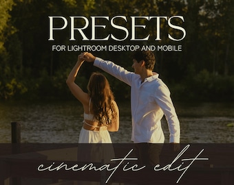 Preset Lightroom Cinematico / Preset fotografici Dorati Caldi / Effetto Film Moody / Preset Lightroom per dispositivi mobili e desktop / Preset per la modifica di fotografie