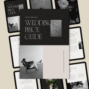 Moderne Hochzeitsfotograf Pricing Guide Vorlage Canva, Willkommenspaket für Kunden