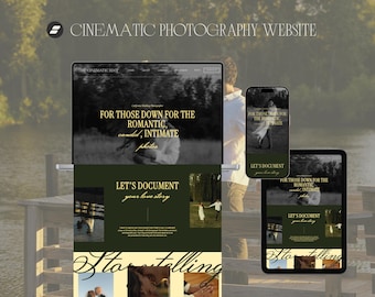 Modello di sito web cinematografico Showit per fotografi di matrimoni