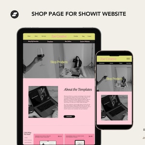 Showit Website Template Sales Page, Showit Shop Page, Pink Pastel Theme Website for Businesses, DIY Website Shop Page, Business Coach Page