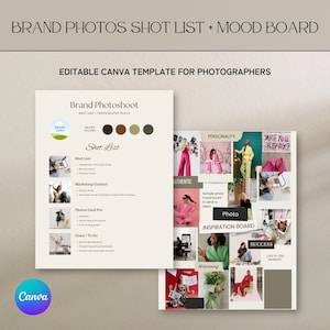 Editable Photo Shot List + Vision Board Canva Template, For Brand Photographers (Digital Download)
