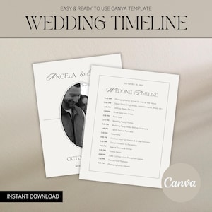 Editable Wedding Timeline Template, Canva Wedding Schedule (Digital Download)