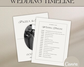Editable Wedding Timeline Template, Canva Wedding Schedule (Digital Download)