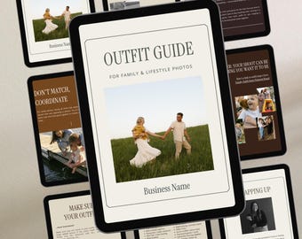 Guida all'abbigliamento per servizi fotografici di famiglia, brochure per il fotografo (Canva)