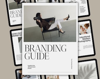 Minimalist Photography Brand Guide Template, Editable Brochure (Canva)