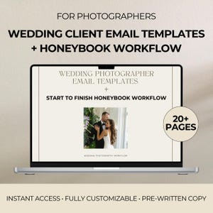 Modèles d'e-mails HoneyBook pour photographe de mariage, guide de workflow (téléchargement numérique)