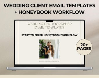 Modelli di email HoneyBook per fotografi di matrimoni, guida al flusso di lavoro (download digitale)