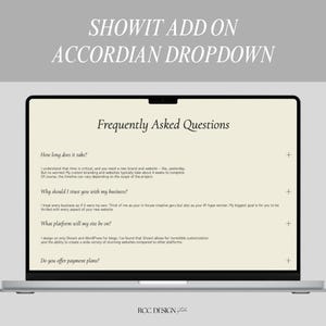 Accordion Showit Template, Premium Showit Website Template, FAQ Add-On Canvas, Showit Template for Photographers, FAQ Add-On, Drop-Down