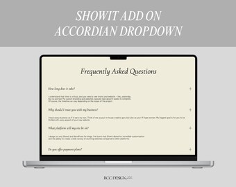 FAQ Accordion Showit Template, Add-On Canvas