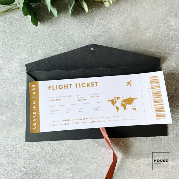Benutzerdefinierte Flugziel Ticket | Bordkarte | Geschenk | Flug | Reisekarte | Überraschungsgutschein