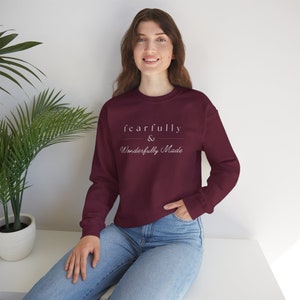 Fearfully & Wonderfully Made Christian Sweatshirt, Inspirational Crewneck, Jumper, Religious Pullover, Cozy Christian Apparel