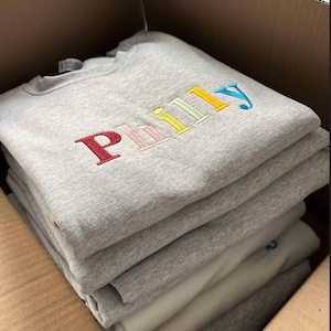 Philly embroidered sweatshirt,  State sweatshirt, Philly, eagles, rainbow letters