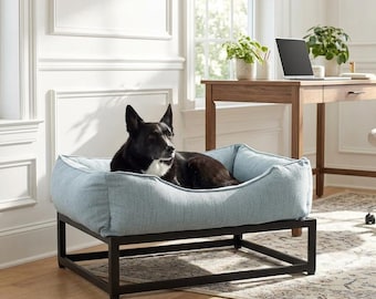 Elevated Dog Bed with Washable Cover, Personalized Pet Bed