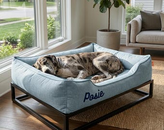 Raised Dog Bed with Washable Cover: Custom Dog Bed for Large Dogs