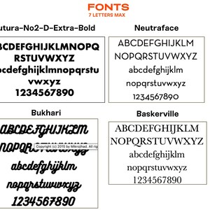 Customization chart showing fonts and thread colors for personalized dog bed covers; create a custom dog bed with embroidered names, turning washable faux fur pet beds into unique pet owner gifts or dog birthday gifts.