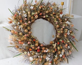 Lu home The Wildflower Blooms 22” Wreath | Dried Flower Wreath | Door Decor | Lavender Wildflower | Summer Wreath | Mother’s Day Gift