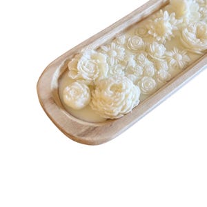 Floral Dough Bowl Candle: Sandalwood Vanilla Scented Soy Candle