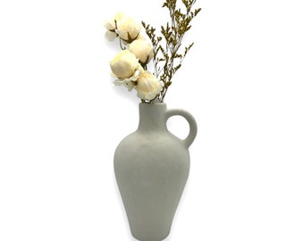 Lu home Bundle Cream Faux Rose & Dried Floral Arrangement with Vase (2 vase options, Circle or Jug Vase) | Mother’s Day Gift | Home Decor