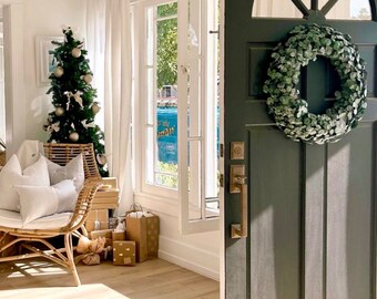 Handmade Preserved Eucalyptus Wreath: Natural Door Decor, 22 Inch