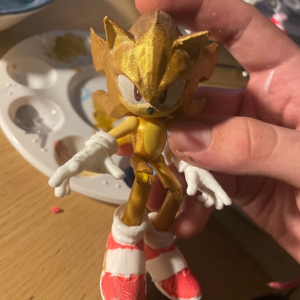 Sonic The Hedgehog Custom 3D Printed Jakks Pacific Super Sonic Inspired Figure PARTS (Head,Hands,) Please Read Description