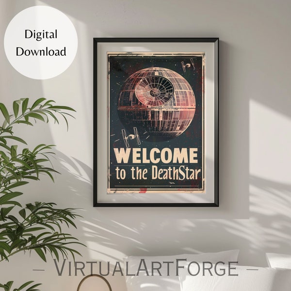 Willkommen beim Todesstern, Retro Star Wars Druck, Death Star Poster, Star Wars Druck, Rustikales Star Wars Poster, Retro Print, digitaler Download