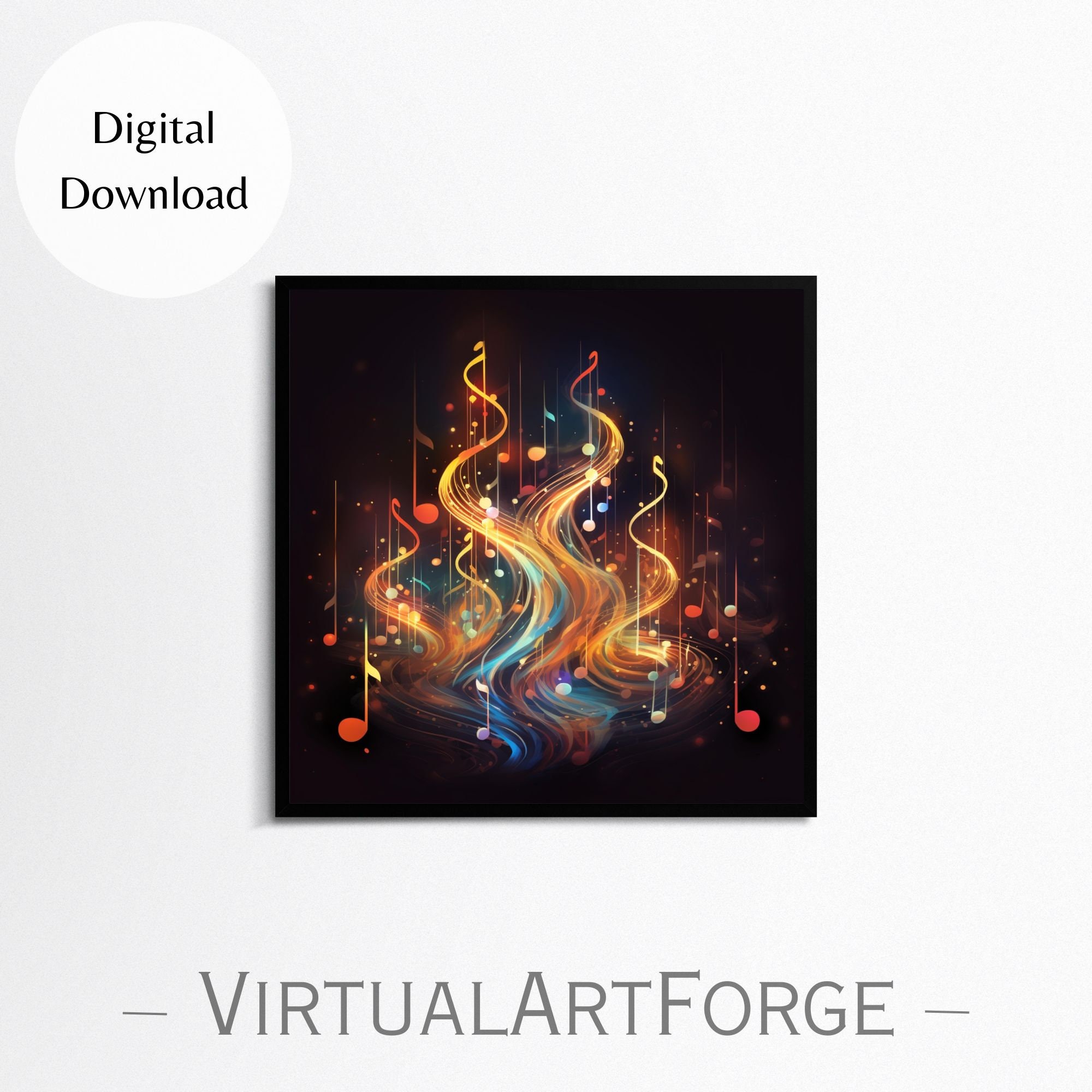 Glowing Music Art, Musical Notes Wall Art, Musician Art, Vibrant Music ...