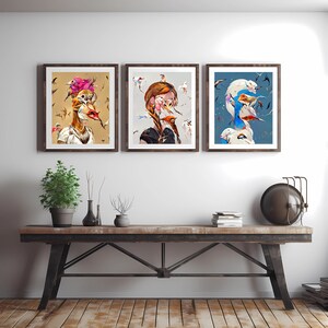 3 Stück NFT für ästhetische Raumdekoration, y2k or College Raumdekor, trendige Ai Kunst für Kokette Raumdekor, Bar Cart Drucke