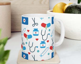 Mug en céramique infirmière médicale, 11 oz, cadeau, cadeaux pour lui, cadeaux pour elle, cadeau d'anniversaire, cadeau d'anniversaire, cadeaux pour infirmière, cadeaux pour médecin