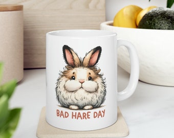 Mug en céramique Bad Hare Day, 11 oz, cadeau, cadeaux pour lui, cadeaux pour elle, cadeau d'anniversaire, cadeau d'anniversaire, cadeau drôle