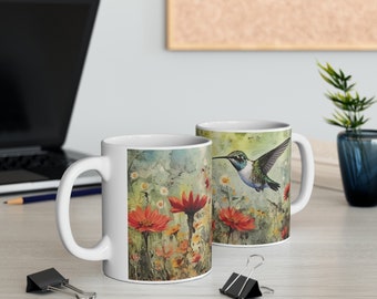 Mug en céramique colibri, 11 oz, cadeau, cadeaux pour lui, cadeaux pour elle, cadeau d'anniversaire, cadeau d'anniversaire