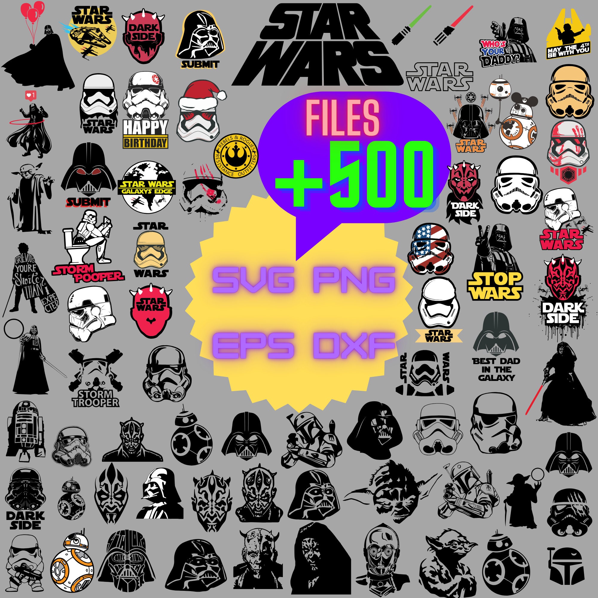 500FILES Star Wars Svg, Starwars Svg Bundle, Layered, Star Wars Png