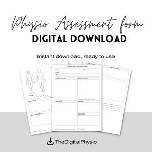 PHYSIO ASSESSMENT TEMPLATE - digital template download for physiotherapists, physiotherapy students, musculoskeletal physio assessment form
