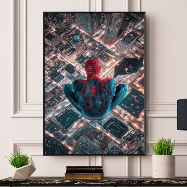 Spiderman City View Framed/Unframed A5 A4 A3 A2 A1 Poster Best Print Quality Free Fast UK & Worldwide Delivery Best On Etsy