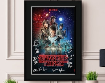 Stranger Things seizoen 1 gesigneerde poster ingelijst/ingelijst A5 A4 A3 A2 A1 Beste afdrukkwaliteit gratis snelle wereldwijde levering Beste op Etsy
