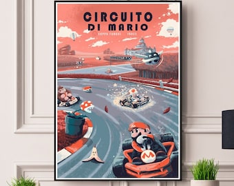 Póster vintage de Mario Kart (enmarcado/sin enmarcar) Tamaños A5, A4, A3, A2 y A1. Impresión de la mejor calidad. Envío rápido y gratuito a todo el mundo. Lo mejor de Etsy.