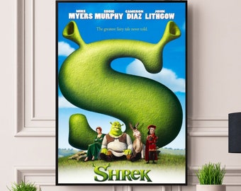 Shrek-poster versie 4 ingelijst/ingelijst A5 A4 A3 A2 A1-poster Beste afdrukkwaliteit Gratis snelle levering in het VK en wereldwijd Beste op Etsy