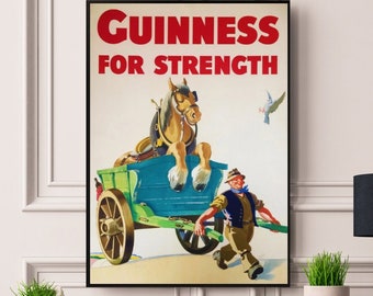 Guinness Vintage Framed/Unframed A5 A4 A3 A2 A1  Poster Best Print Quality Worldwide Delivery Best On Etsy