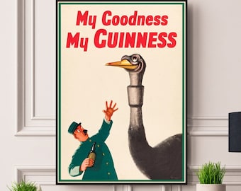 Póster vintage de Guinness con marco o sin marco, tamaños A5, A4, A3, A2 y A1. La mejor calidad de impresión. Envío rápido y gratuito a todo el mundo. Lo mejor de Etsy.