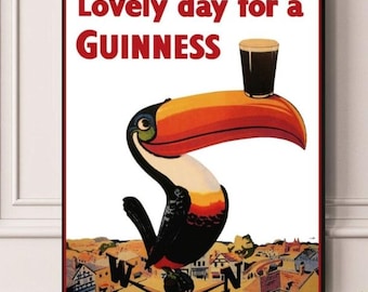 Vintage Guinness Lovely Day For a Guinness-poster ingelijst/ingelijst A5 A4 A3 A2 A1 Beste afdrukkwaliteit gratis snelle wereldwijde levering Beste op Etsy