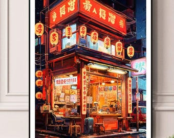 Nights At The Red Ramen Shop Japan-poster ingelijst/ingelijst A5 A4 A3 A2 A1-poster beste afdrukkwaliteit gratis snelle wereldwijde levering Beste op Etsy