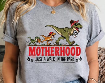 Funny Dinosaur Mom T-Shirt | Motherhood Chaos Tee (Mom Life)